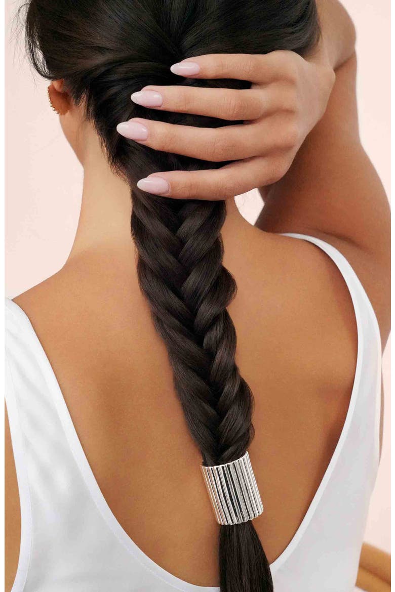 Ribbed Ponytail Cuff, Alternate, color, SILVER