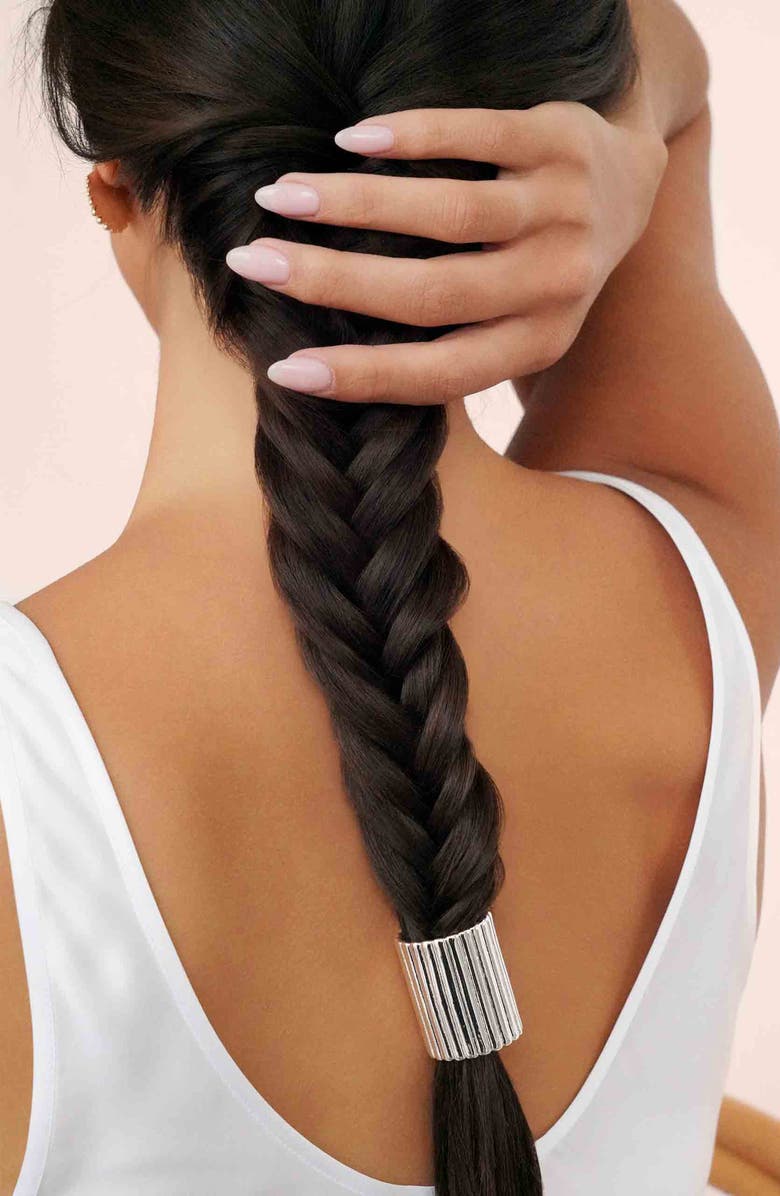 Ettika Ribbed Ponytail Cuff, Alternate, color, Silver