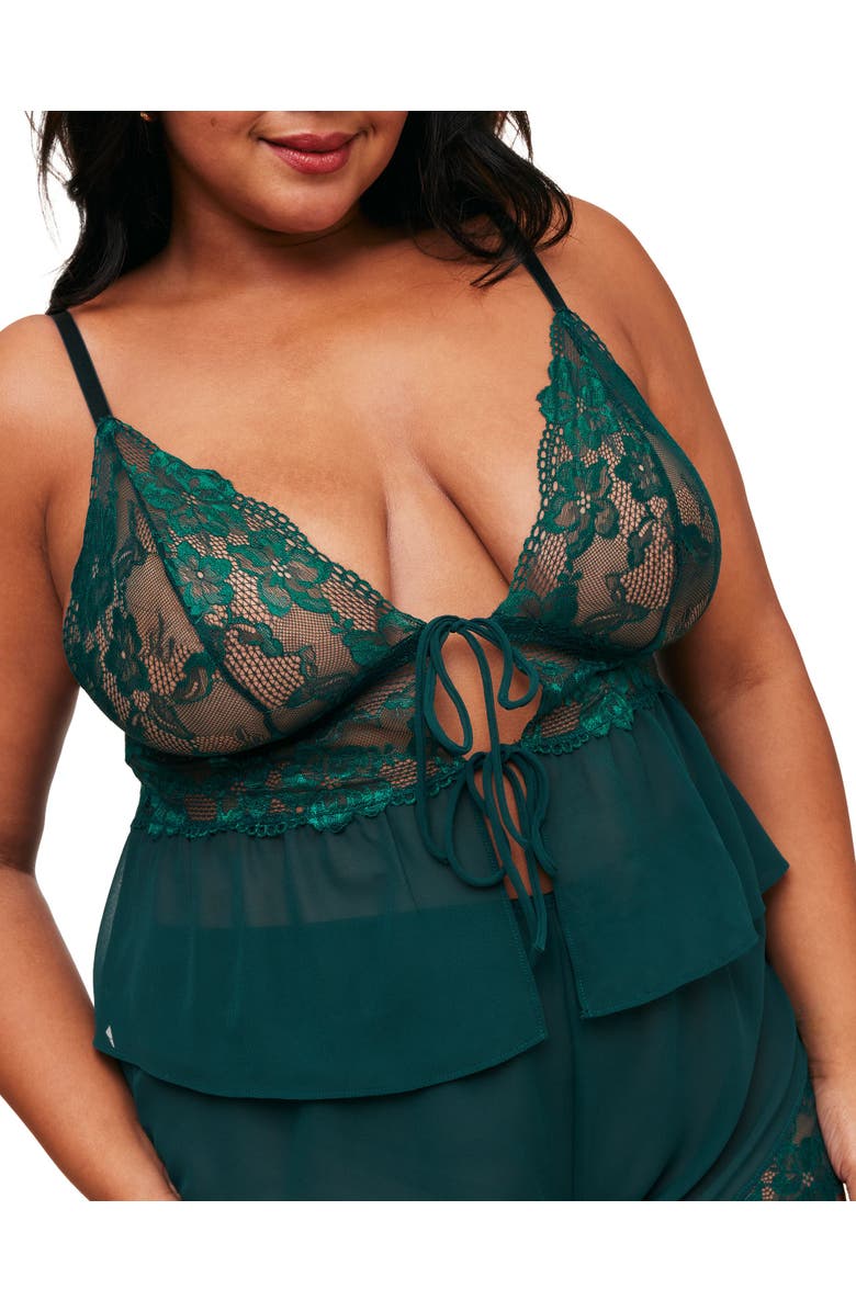 Adore Me Tammy Camisole & Shorts Set Lingerie, Alternate, color, Green
