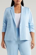 Tahari ASL Pinstripe Ruched Sleeve Blazer