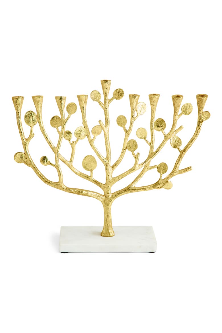Botanical Leaf Menorah, Main, color, GOLD