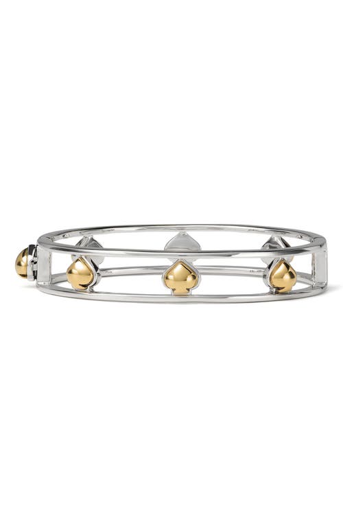 Kate Spade Two-tone Sculpted Spade Cut Out Bangle Bracelet In Metallic