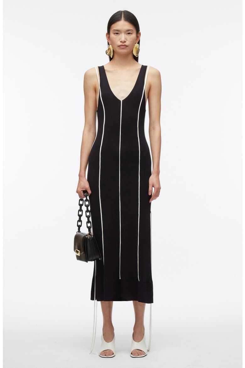 Lux Sleeveless Midi Dress, Alternate, color, MIDNIGHT-IVORY