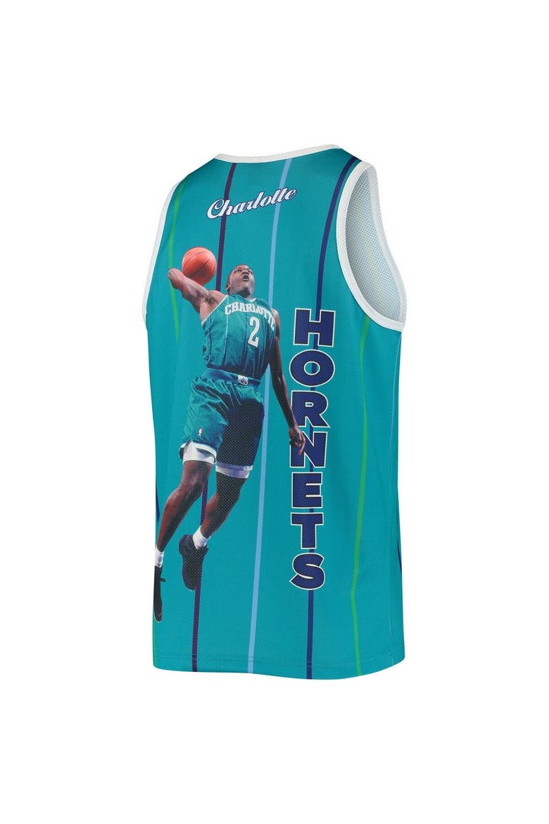 Men's Mitchell & Ness Larry Johnson Teal Charlotte Hornets Hardwood Classics Player Tank Top, Alternate, color, Teal