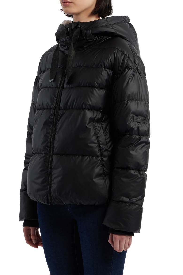 Admiral PU Coated Cropped Puffer Jacket, Alternate, color, BLACK