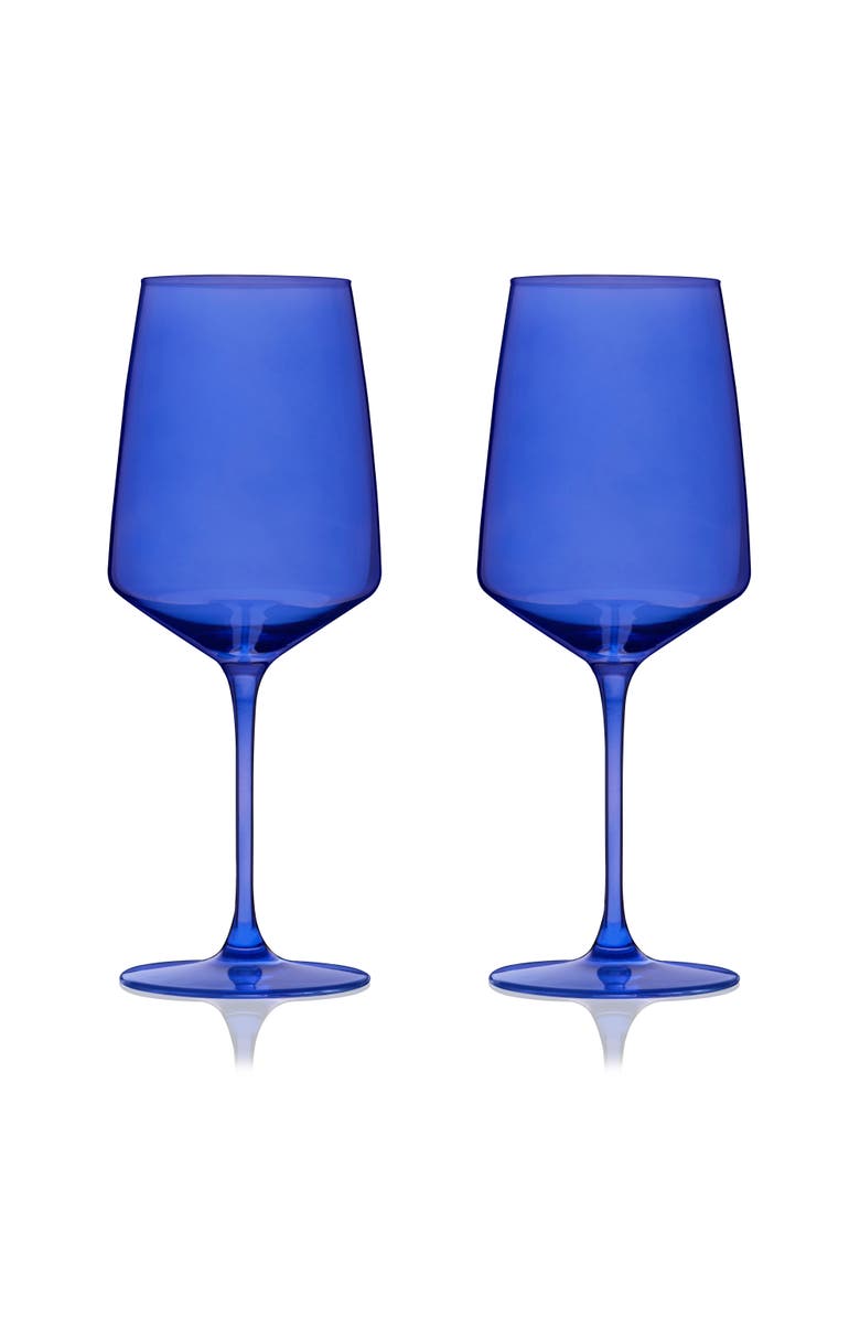 Viski Reserve Nouveau Crystal Wine Glasses Set of 2, Main, color, Blue