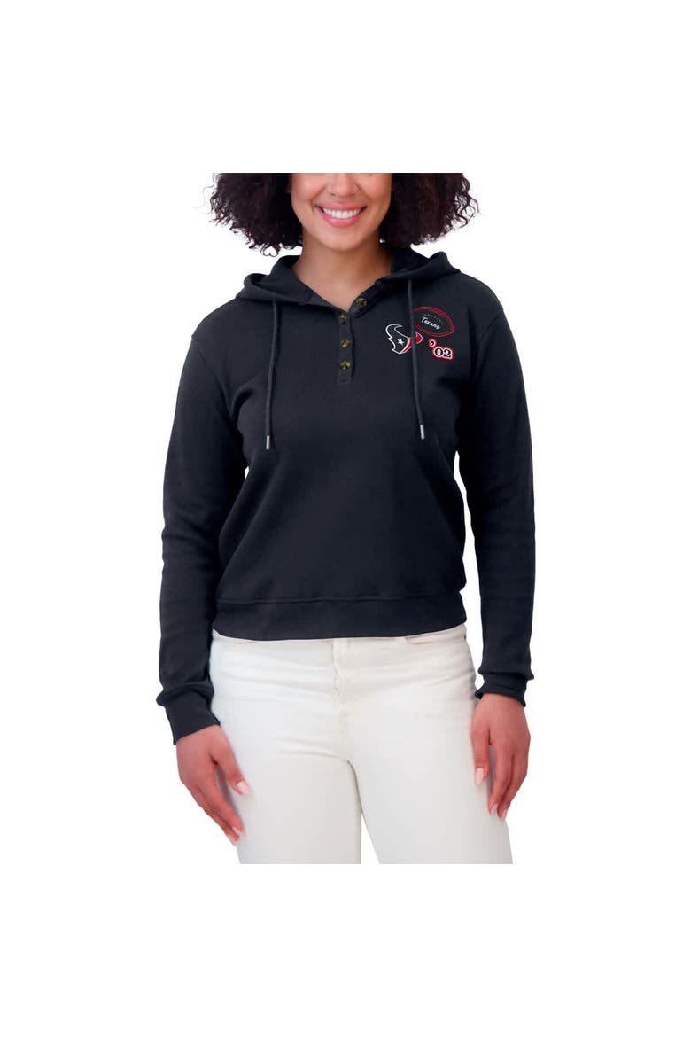Women's WEAR by Erin Andrews  Navy Houston Texans Waffle Hoodie Pullover Top, Alternate, color, Navy