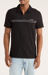 Calvin Klein Contrast Pipe Trim Quarter Zip Polo