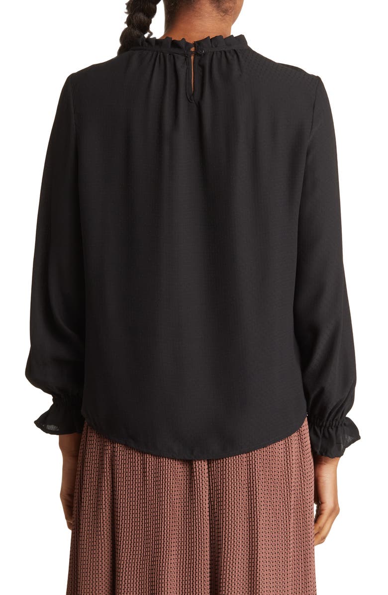 Adrianna Papell Clip Dot Pleated Neck Blouse, Alternate, color,