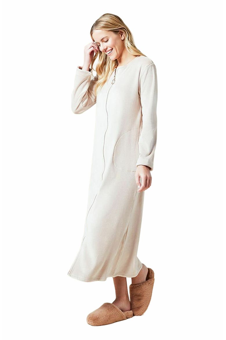 Serenity Sweetheart Neck Zip Robe, Alternate, color, Coco