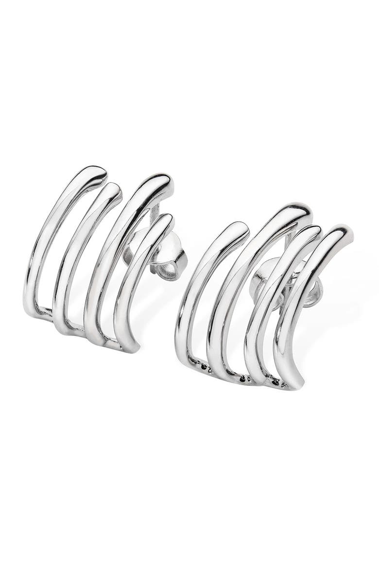 Waterfall four Hoop Studs, Main, color, Sterling Silver