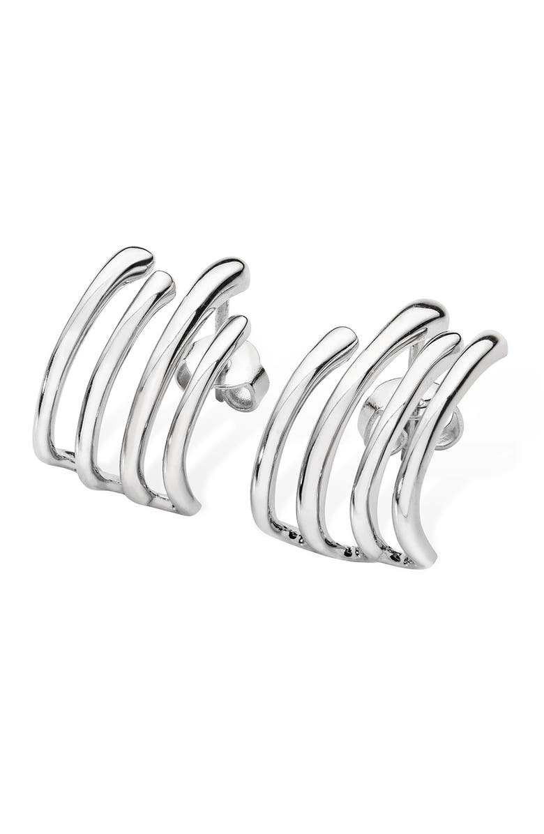 Lucy Quartermaine Waterfall four Hoop Studs, Main, color, Sterling Silver