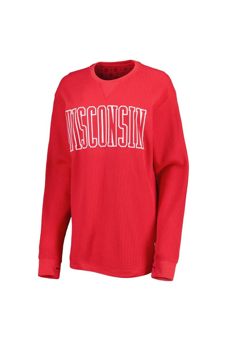 Women's Pressbox Red Wisconsin Badgers Surf Plus Size Southlawn Waffle-Knit Thermal Tri-Blend Long Sleeve T-Shirt, Alternate, color, Red