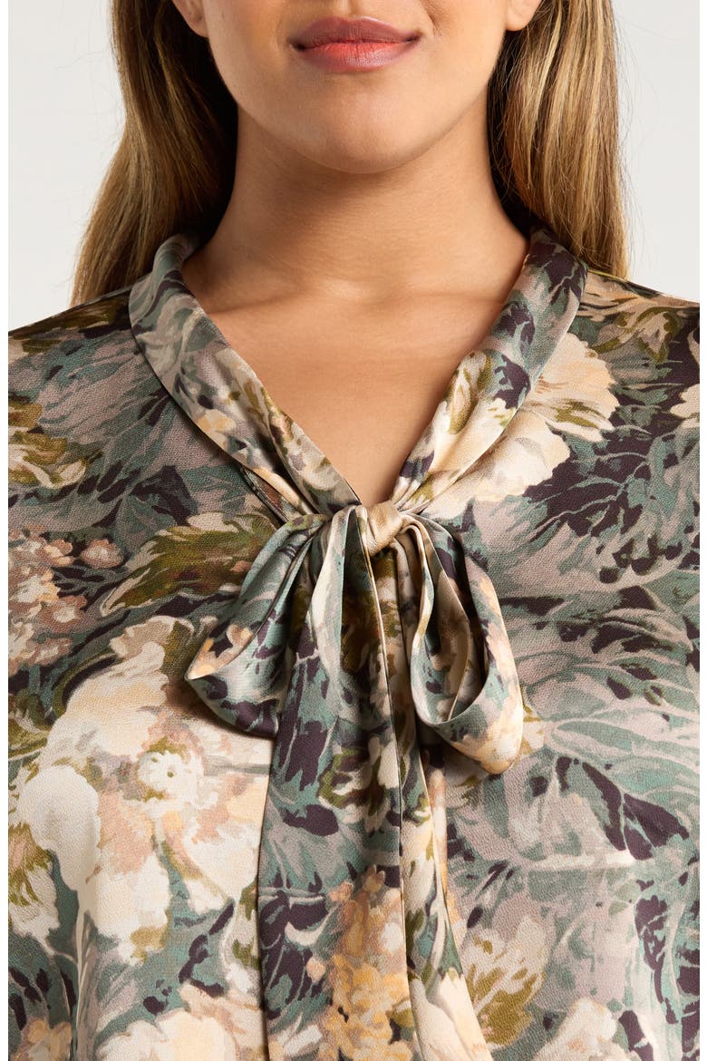Print Tie Neck Top, Alternate, color, BLUSH SAGE MULTI