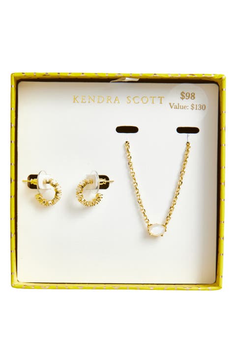 Cailin Cubic Zirconia Huggie Hoop Earrings & Pendant Necklace Gift Set