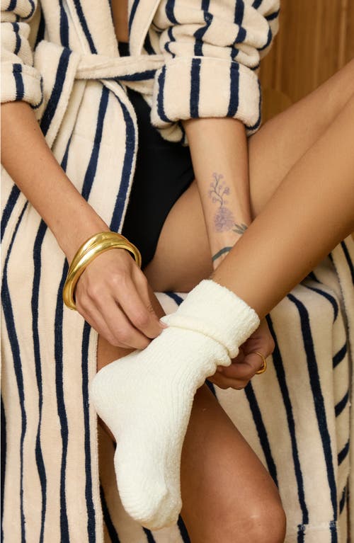 Stems Fuzzy Chenille Crew Socks In White