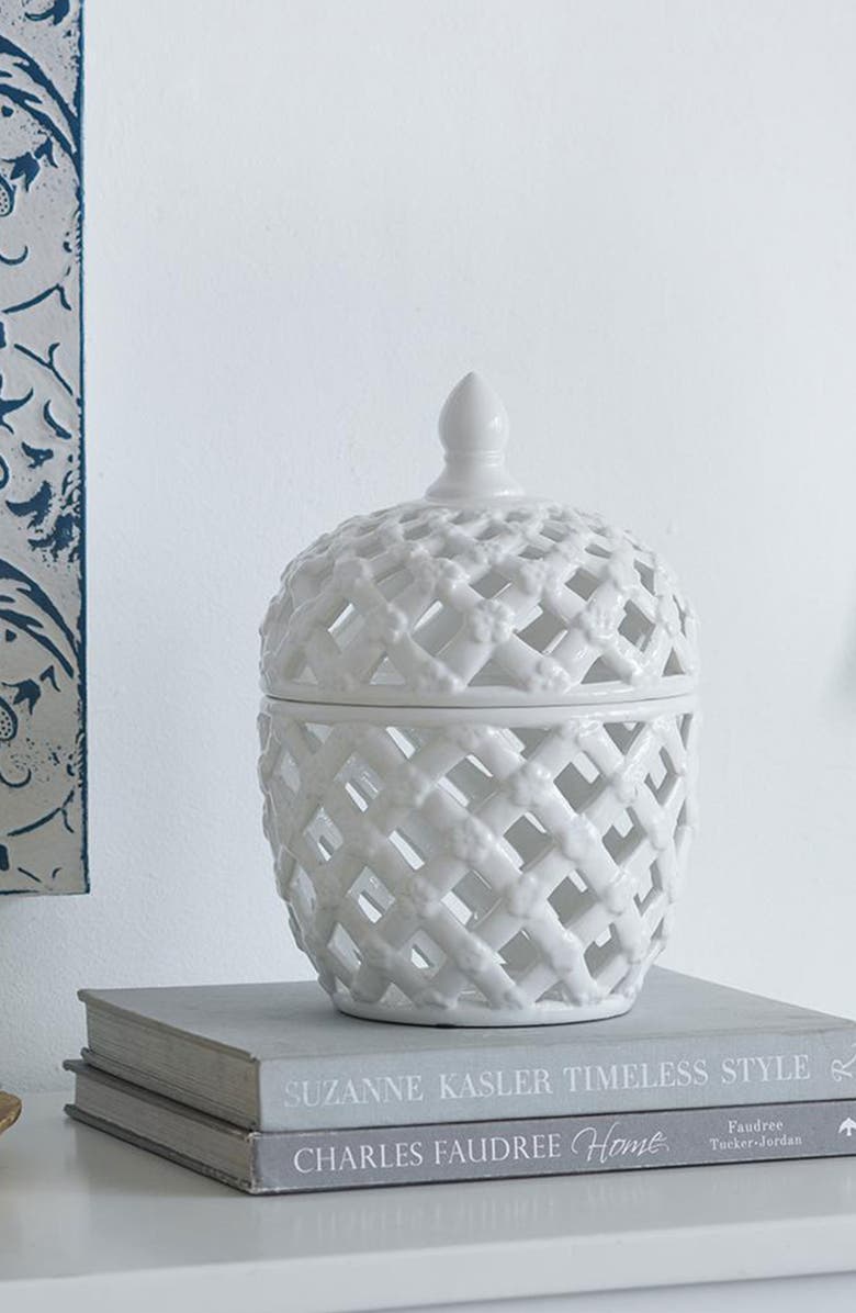 A & B Home Ballas Bird Large Lidded Jar, Alternate, color, White