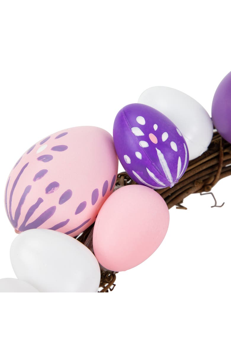 Northlight 10" Pastel Pink Purple and White Mini Easter Egg Spring Wreath, Alternate, color, Pink
