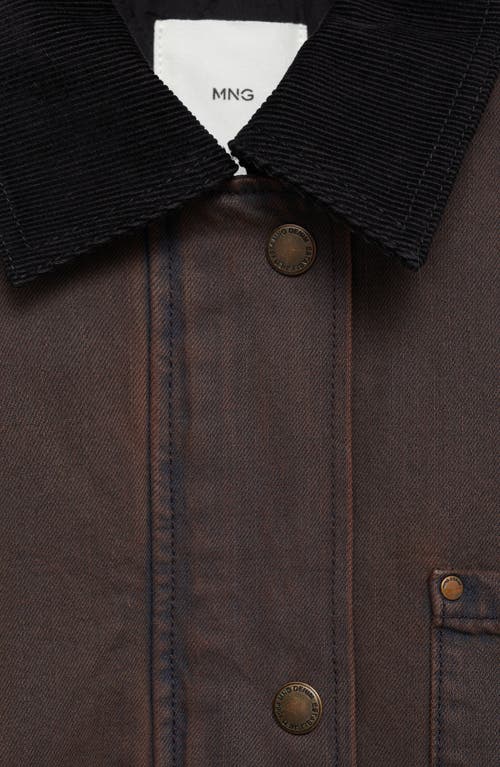 Mango Denim Jacket With Corduroy Collar In Wine