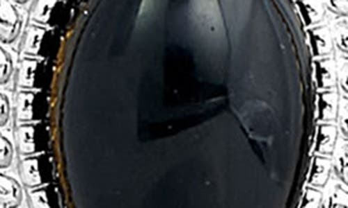 Savvy Cie Jewels Rhodium Plated Ball Necklace With Black Onyx Pendant And Matching Earrings In Silver