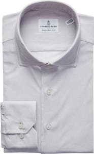 Emanuel Berg 4Flex Stretch Modern Fit Light Grey Knit Dress Shirt