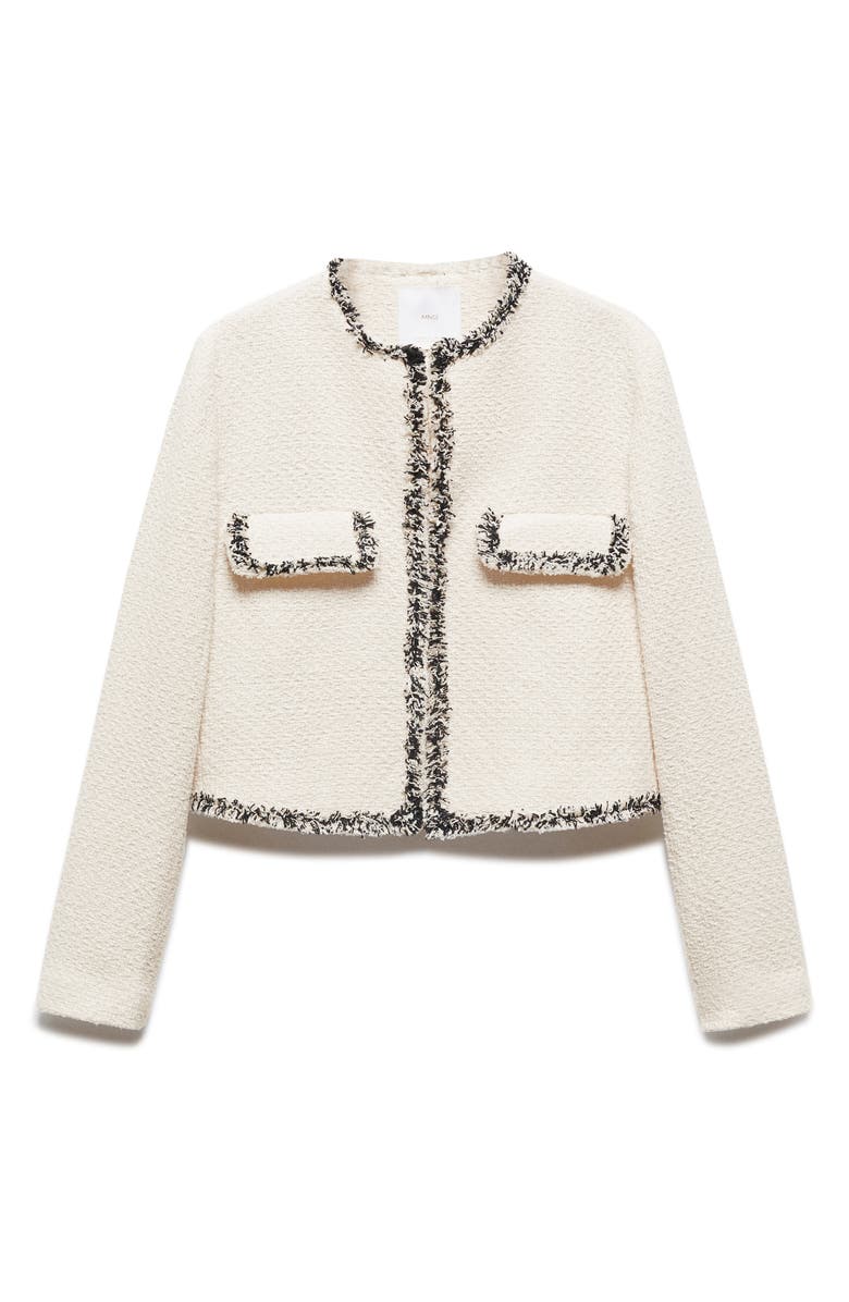 MANGO Cinta Open Front Crop Tweed Jacket, Alternate, color,