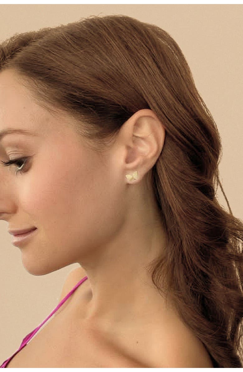 Oradina 14K Yellow Gold ESC Butterfly Studs, Alternate, color, Yellow Gold