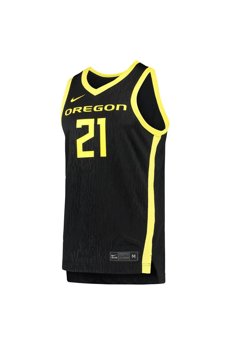 Men's Nike #21 Black Oregon Ducks Team Replica Basketball Jersey, Alternate, color, Black