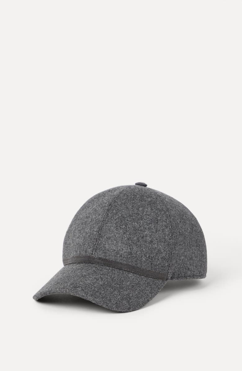 Brunello Cucinelli Baseball Cap with monili, Alternate, color, Dark Grey