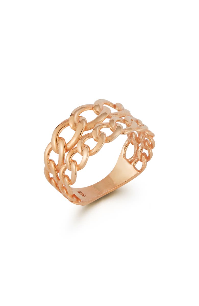 SPHERA MILANO Stacked Curb Chain Ring, Main, color, Rose Gold