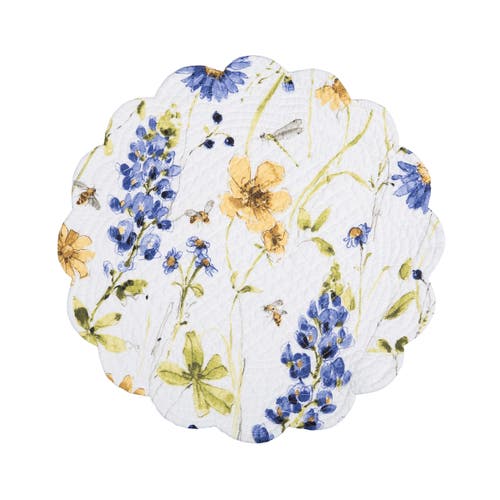 C & F Home C&f Home Lovely Blues Scalloped Round Placemats Set Of 6 Floral Design All Seasons, 17" In Blue