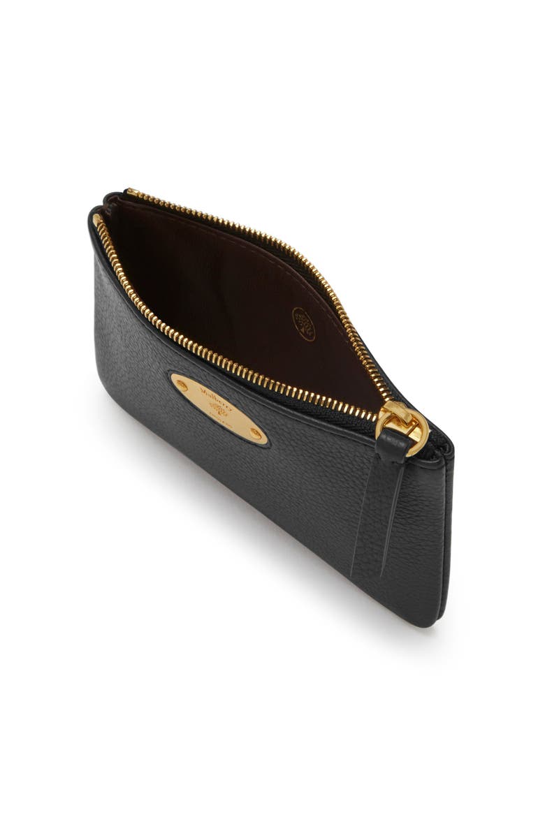 Plaque Small Leather Zip Coin Pouch, Alternate, color, Black