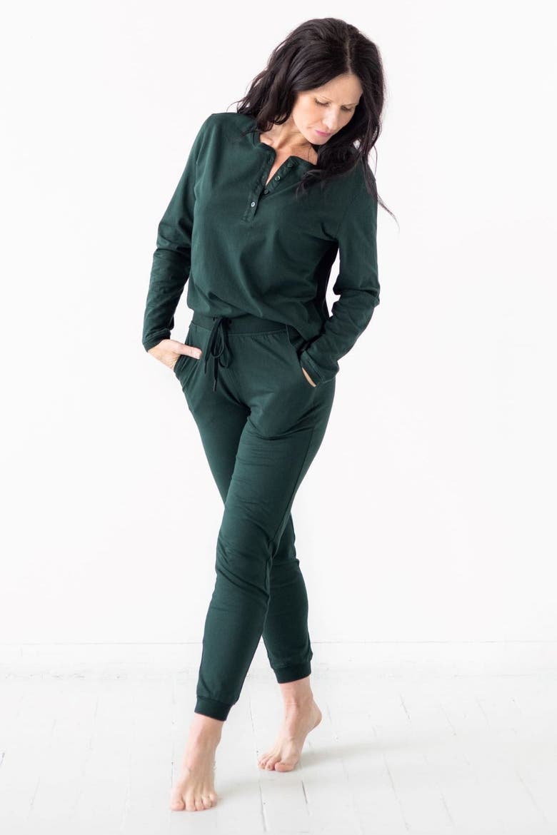 Brushed Pima Cotton Henley, Main, color, Dark Green
