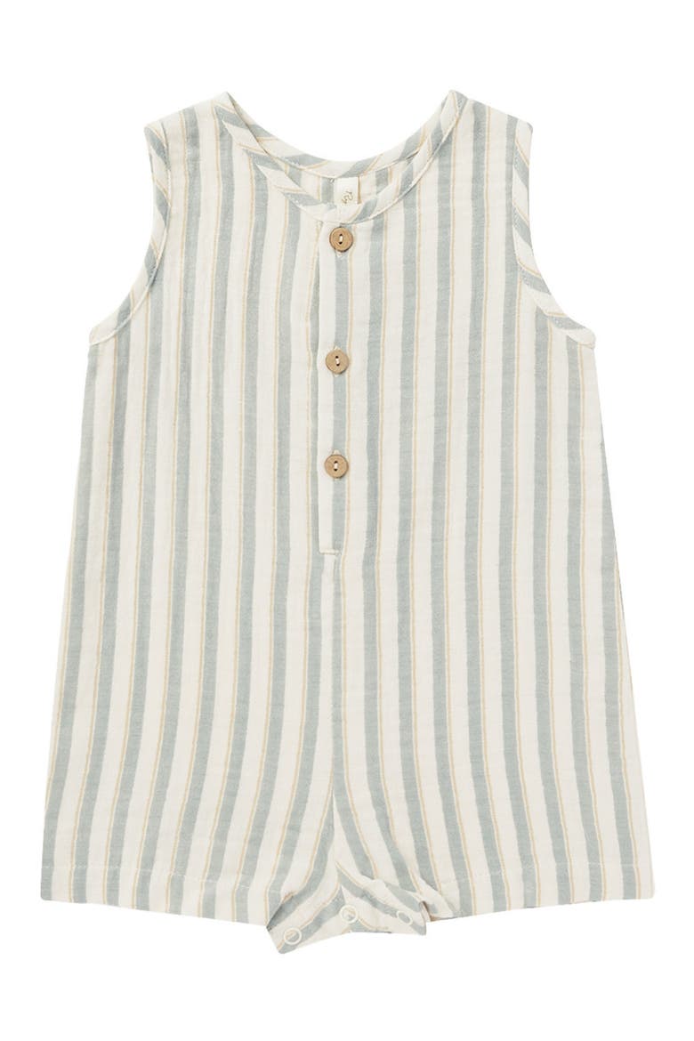 Maverick Stripe Cotton Henley Romper, Main, color, OCEAN STRIPE