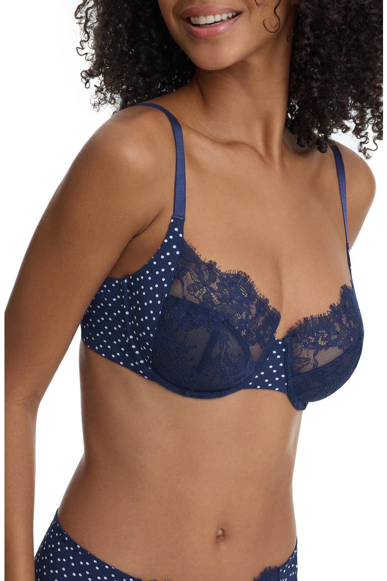 Entice Lace Full Coverage Underwire Bra, Alternate, color, Nocturnal Polka Dot