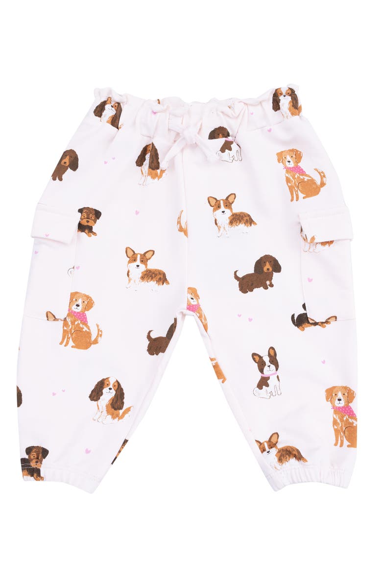 Angel Dear Kids' Best Friend Dog Print French Terry Pants, Main, color, Multi White