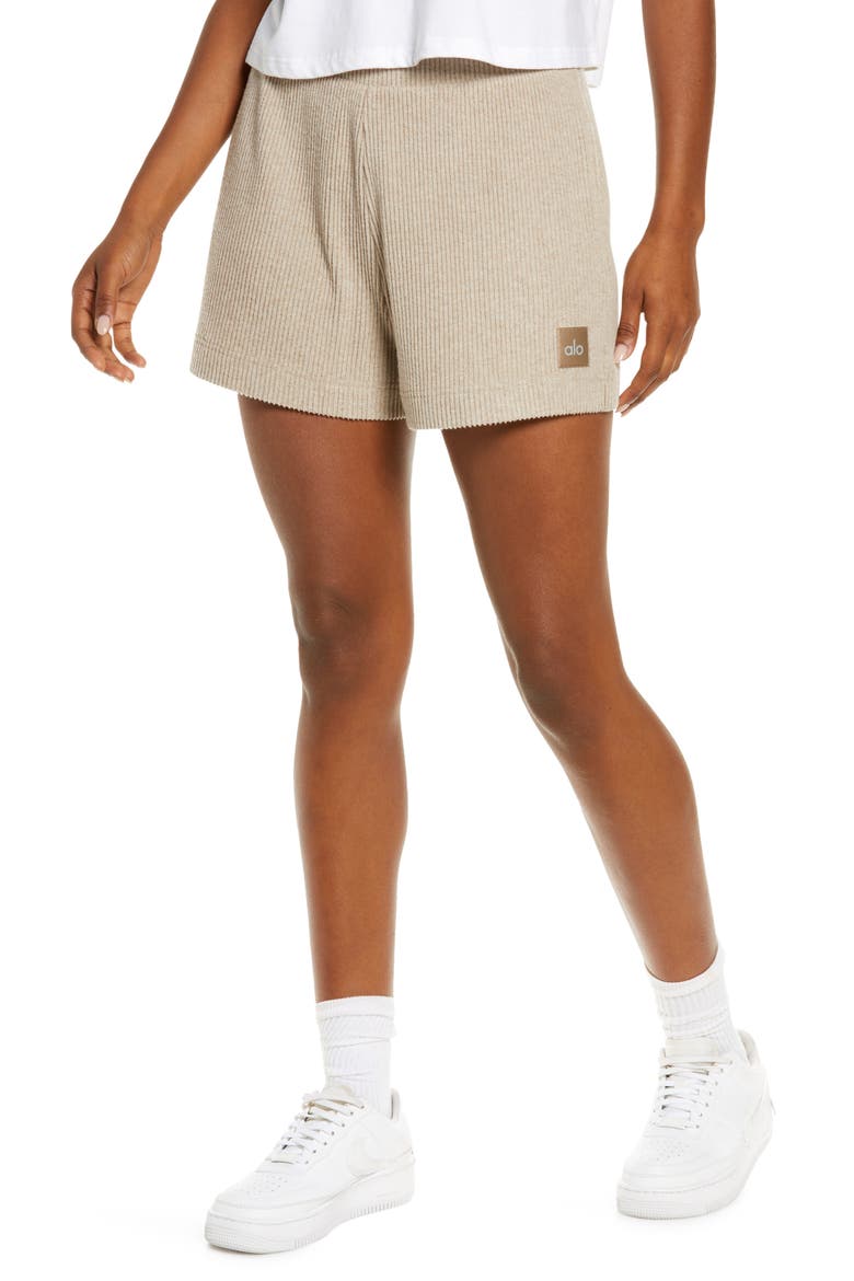 Muse Ribbed Shorts, Main, color, GRAVEL HEATHER