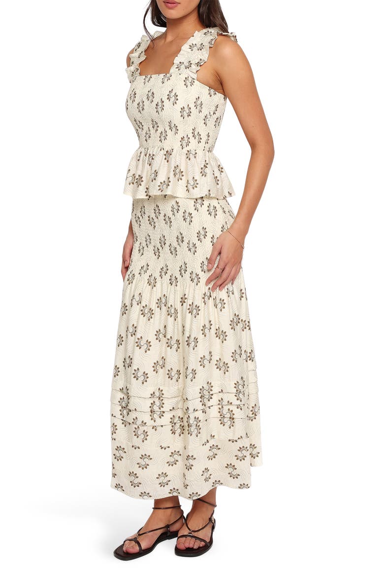 Sofia Peplum Top & Tiered Skirt Set, Alternate, color, CREAM