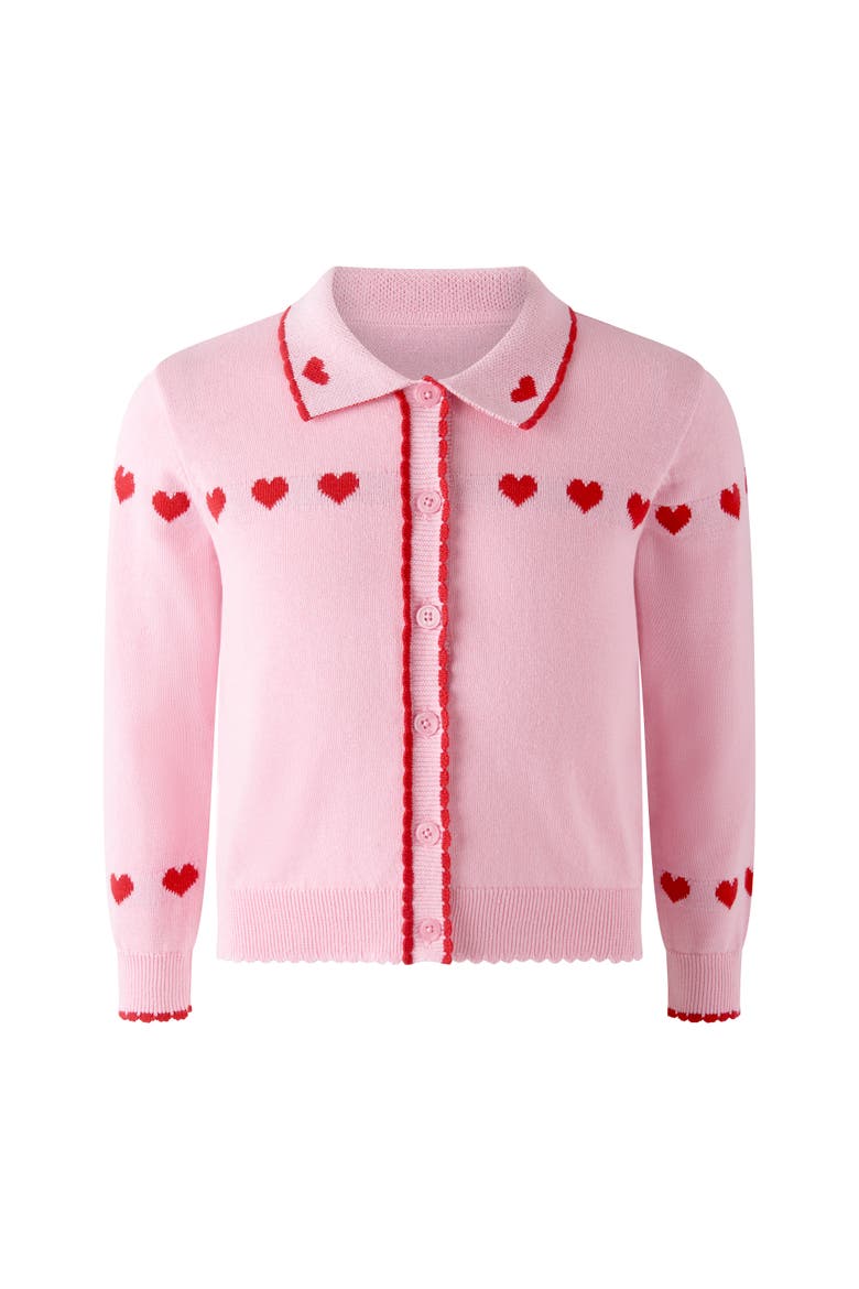 Heart Intarsia Cardigan, Main, color, Pink