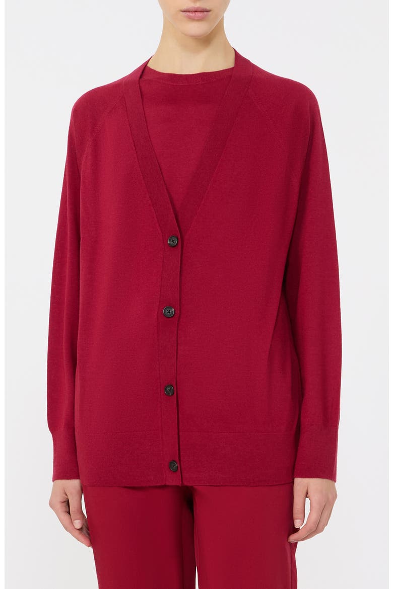 Clarino Wool & Cashmere Cardigan, Main, color, DARK RED