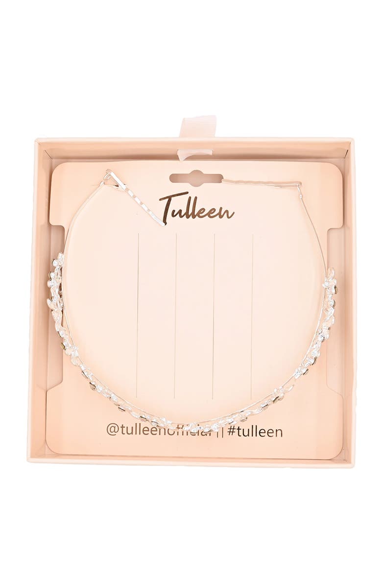 Tulleen Rhinestone Flower Headband, Alternate, color, Silver