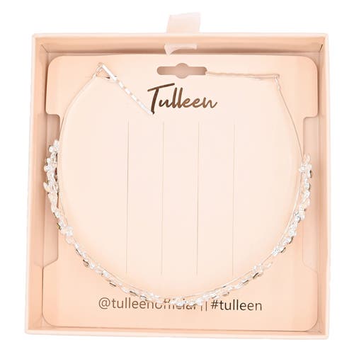 Tulleen Rhinestone Flower Headband In Silver