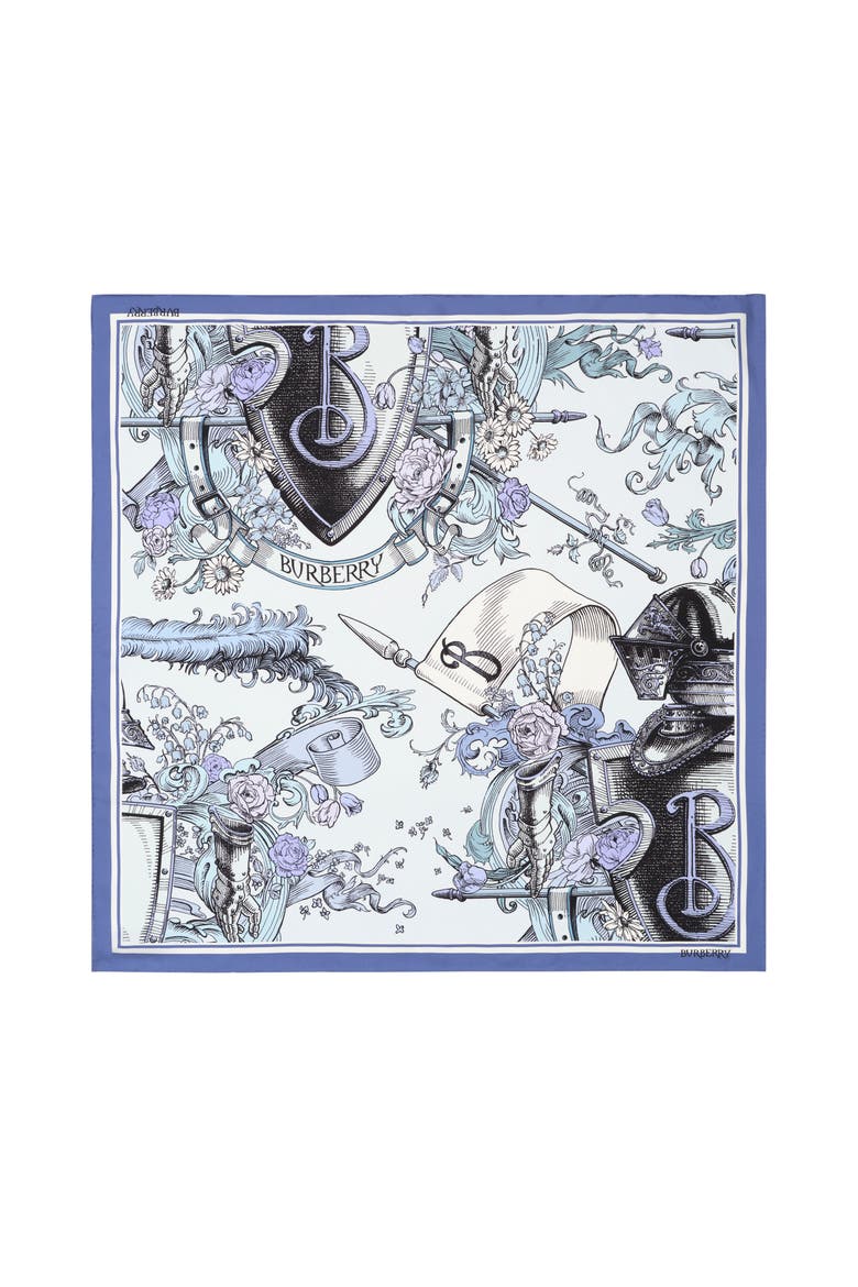Etched Knight Silk Scarf, Main, color, Cornflower blue