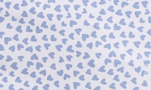 Petite Plume Heart Print Pima Cotton Zip Footie In Blue
