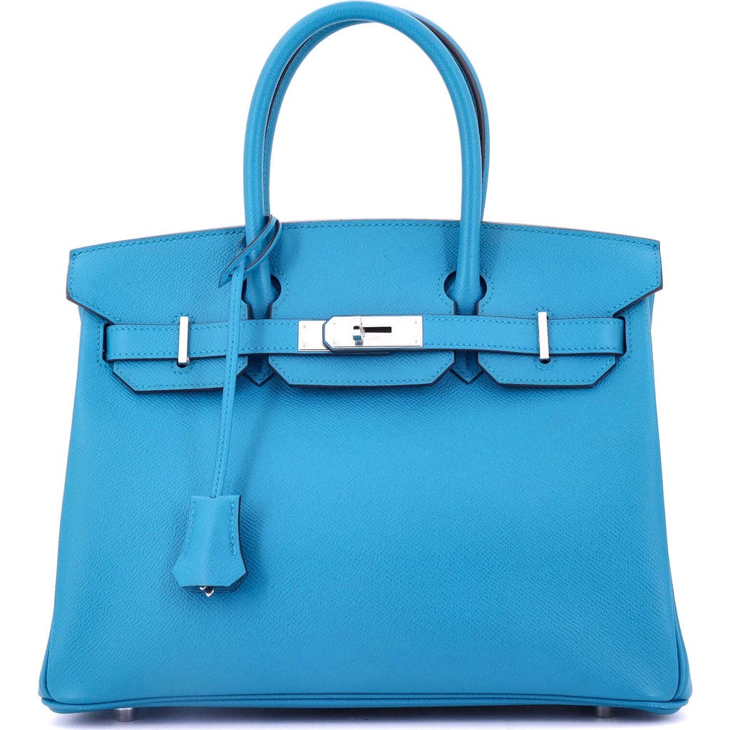Pre-owned Hermes Hermes Birkin Handbag Blue Epsom With Palladium Hardware 30 In Blue