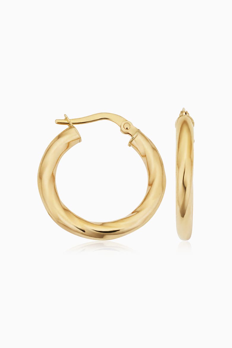 14K Gold Goddess Midi Hoops Earrings, Main, color, Yellow Gold