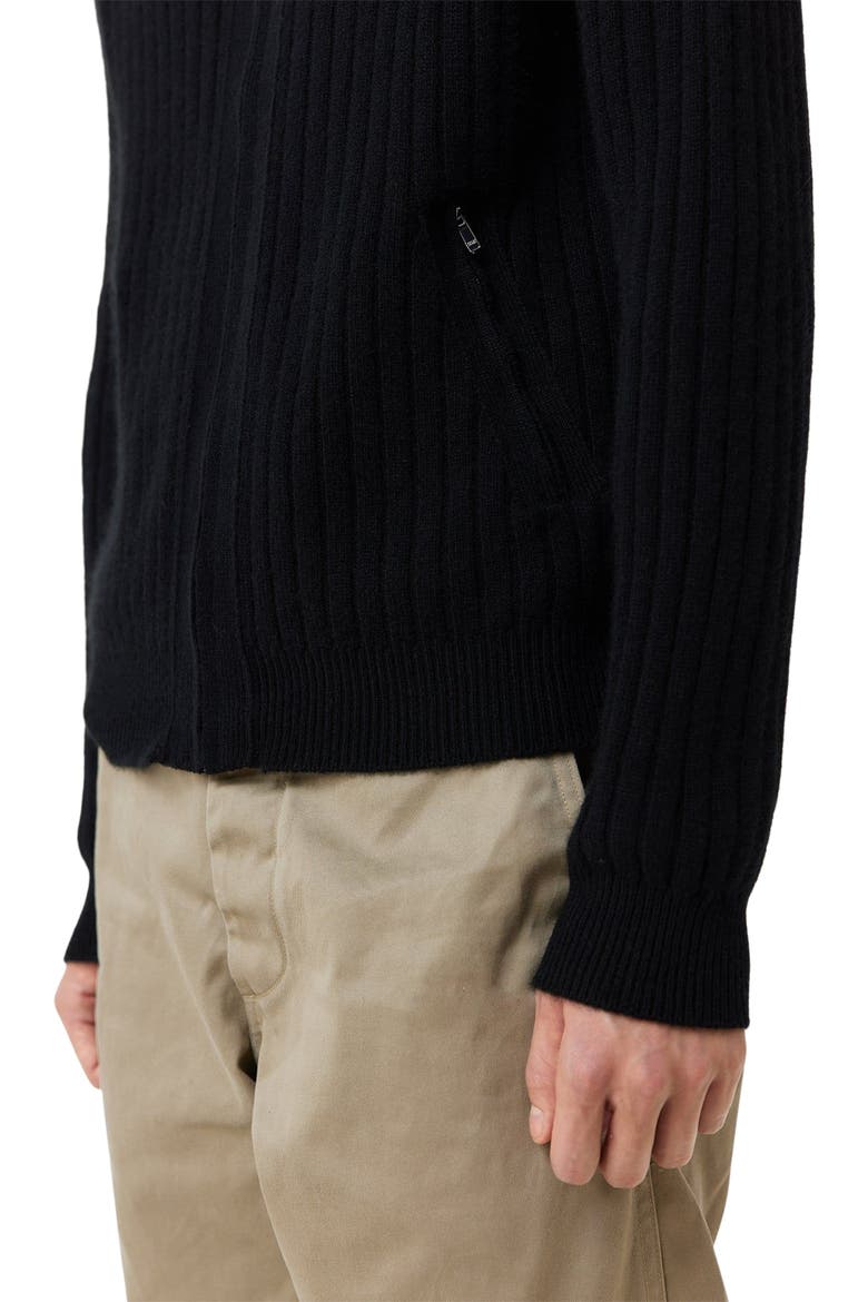Full-Zipper Cashmere Cardigan, Alternate, color, black