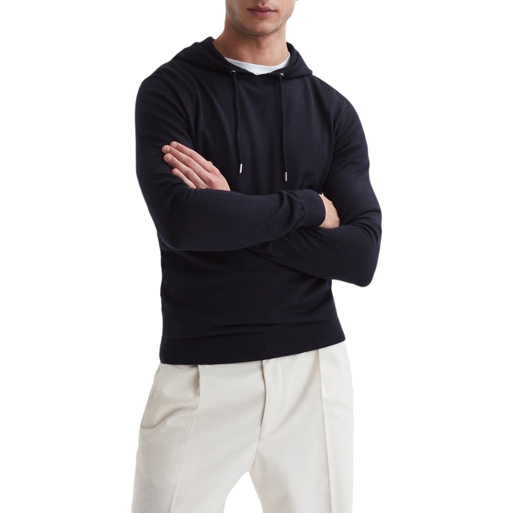 Reiss Holland Solid Wool Hoodie In Black