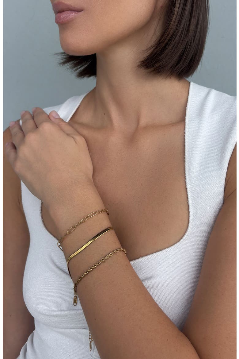 Set of 3 Tarnish Resistant Chain Bracelets, Main, color, GOLD