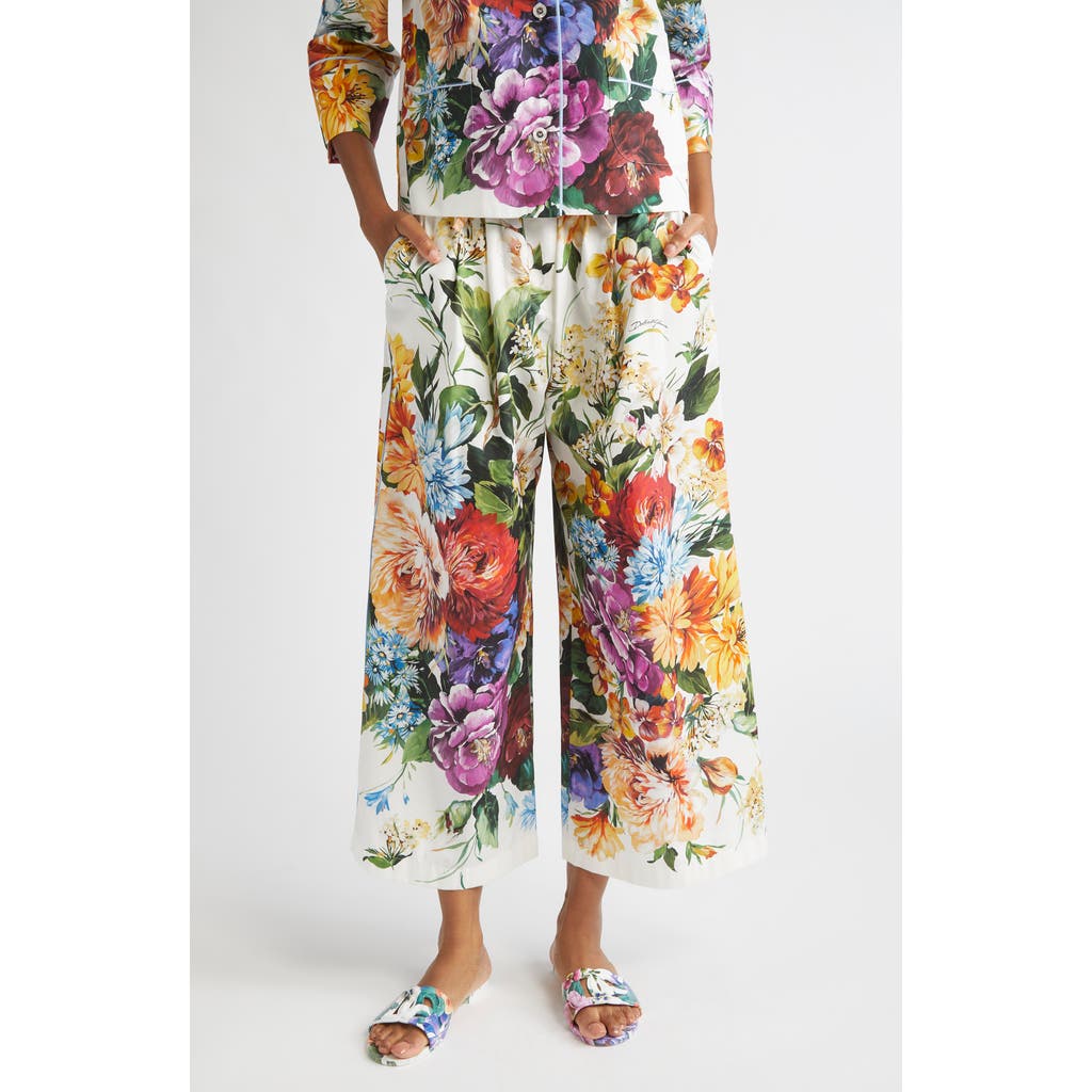 Dolce & Gabbana Dolce&gabbana Floral Crop Cotton Wide Leg Pants